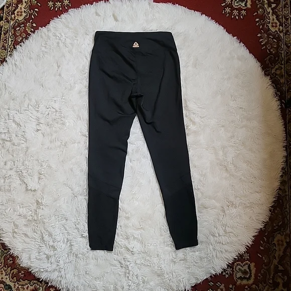Women's Reebok Black Mesh Panel Yoga Leggings Gym Pants Athleisure - S - Picture 10 of 14